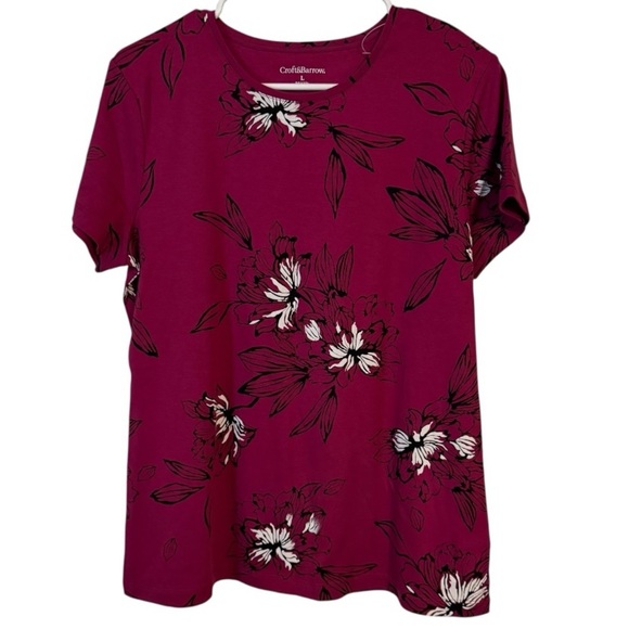 croft & barrow Tops - 🔥𝗡𝗘𝗪-𝗖𝗥𝗢𝗙𝗧 & 𝗕𝗔𝗥𝗥𝗢𝗪 𝗠𝗔𝗚𝗘𝗡𝗧𝗔 𝗙𝗟𝗢𝗥𝗔𝗟 𝗧𝗘𝗘 𝗦𝗛𝗜𝗥𝗧